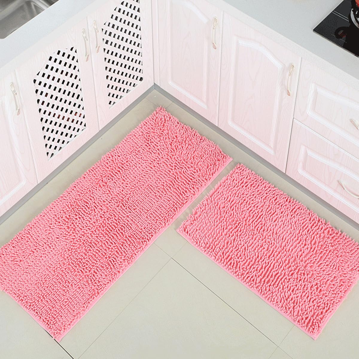 Tapis de bain antidérapant en chenille douce, haute absence, lavable en machine, pour salle de bain, cuisine, chambre à coucher - Violet (140 x 70 cm)