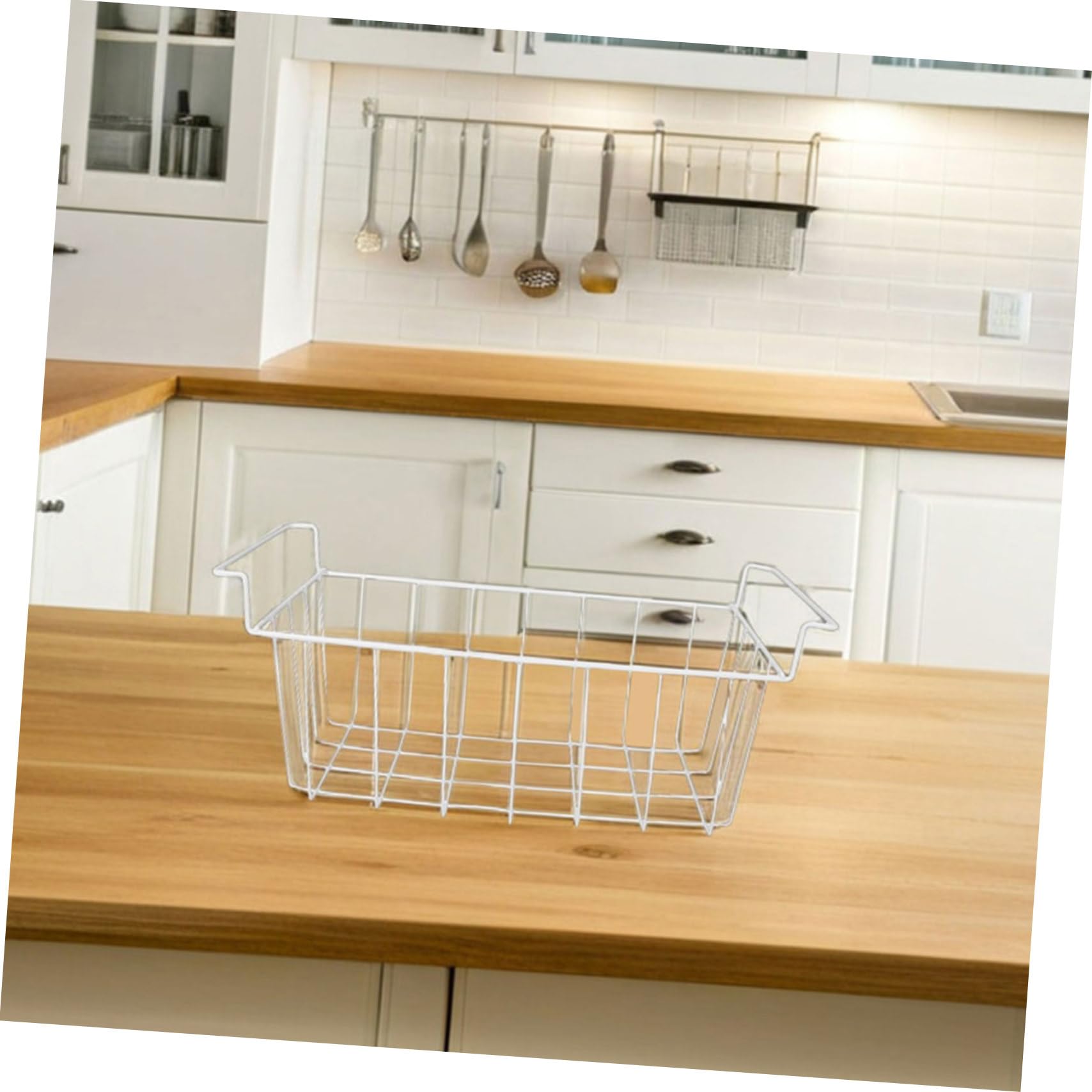 Cesta Colgante de Alambre para Congelador, Hierro Blanco