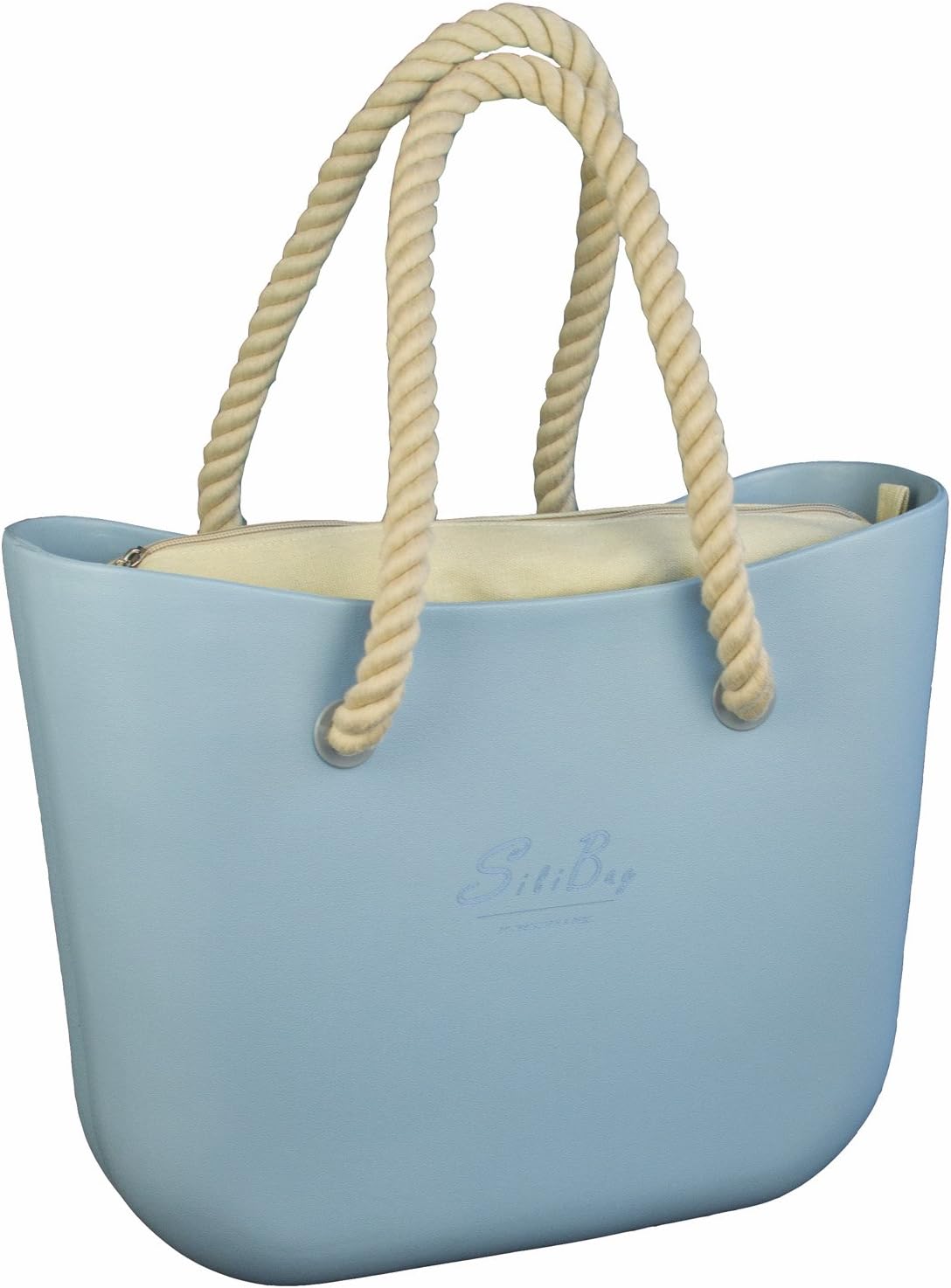 Silibag Sky Blue Large - Natural Inner - Rope Natural Handles
