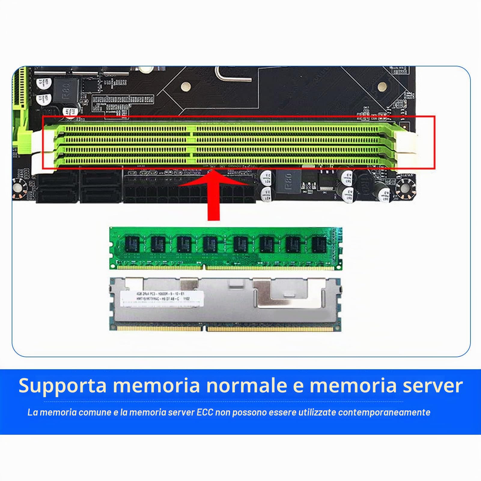 Scheda Madre Bewinner X58 per PC Desktop, 2 DDR3 LGA 1366, Supporto Scheda Madre per Giochi, Memoria ECC, Porta SATA, USB 2.0