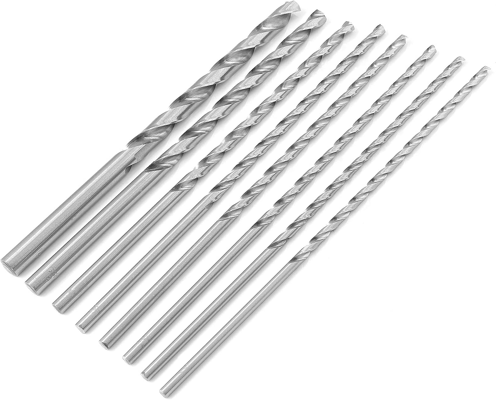 Murtenze 8Pack 200mm Extra Long Twist Drill Bit Set, High-Speed Steel Straight Shank Twist Drill Bit for Wood Plastic and Aluminum(4/4.2/4.5/5 / 5.2/6 / 8 / 10mm)