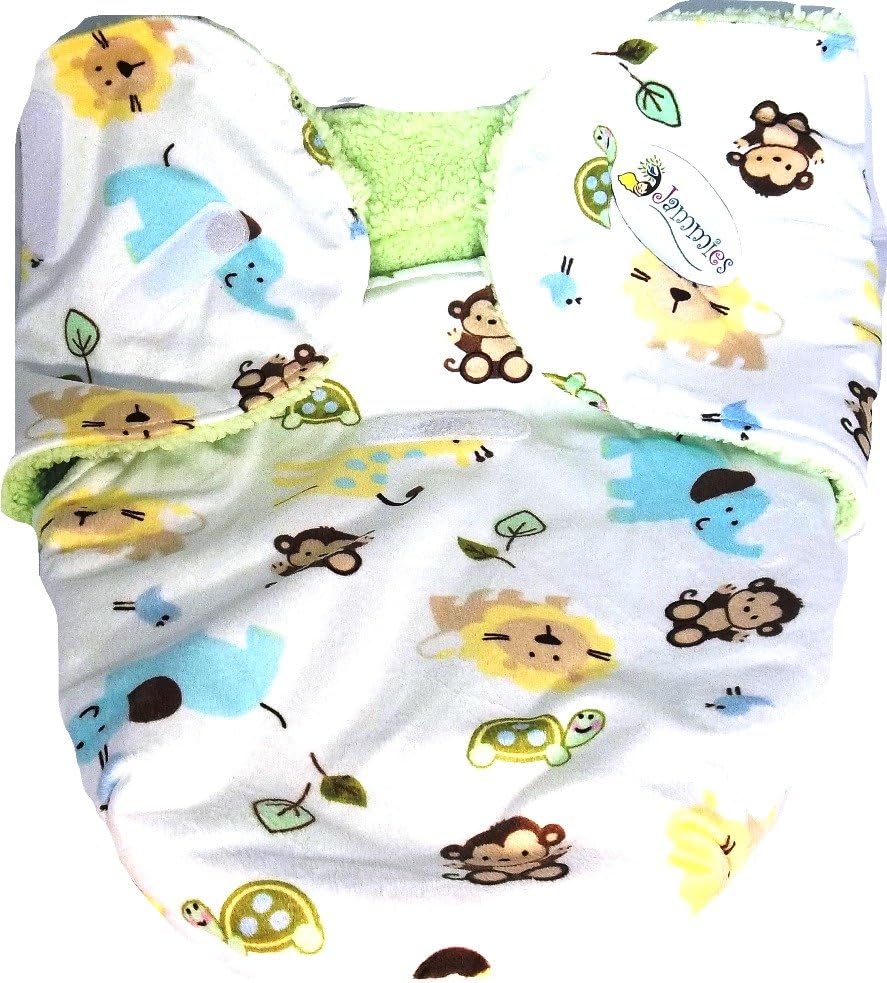 Jammies Infant Sleep Sack, Baby Swaddle Blanket, Baby Sleeping Bag - 0-3 Months, Easy Velcro Wrap, Soft Fleece, Nursery Print, Green