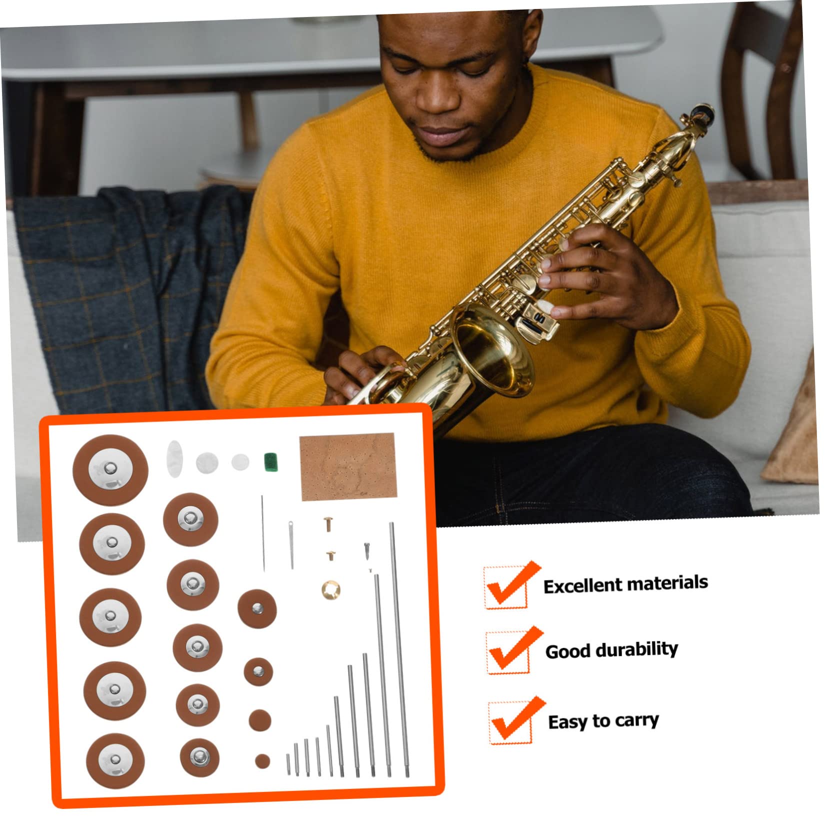 Toyvian Kit la Riparazione Sassofono Contralto Viti e Ricambi in Plastica, Metallo e Materiale Pelle, Facile da Sostituire per Strumenti a Fiato, per Musicisti e Officine