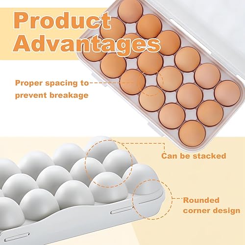 Miniatura 6 de PhantomSky Soporte para huevos al aire libre de gran capacidad, contenedor de almacenamiento de huevos frescos de plástico para refrigerador, #4-015