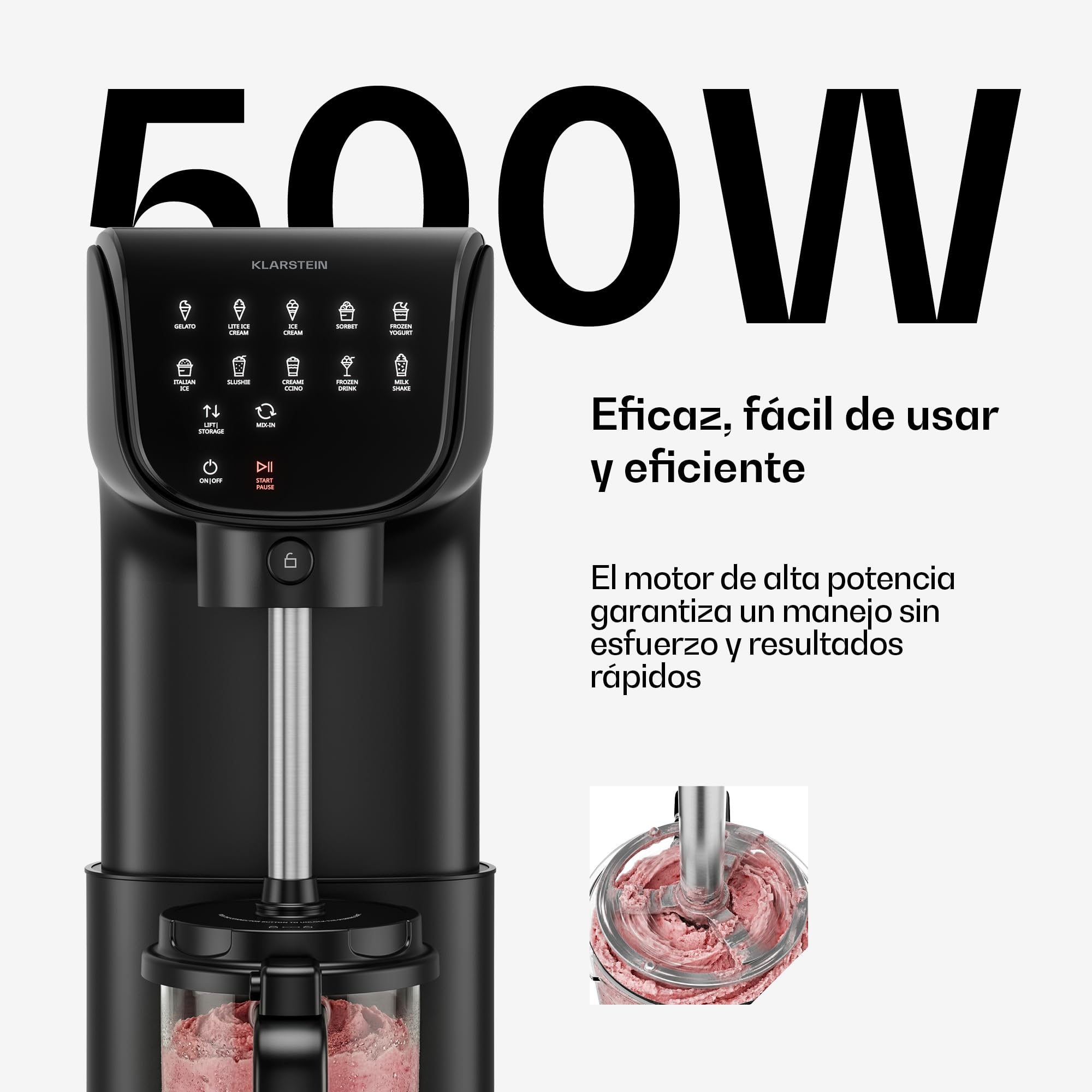 Klarstein Heladera, Velaire – Máquina de helados de 500 W, 3 recipientes de 0,6 L (1,8 L en total), 10 programas, pantalla táctil, yogur helado y sorbete