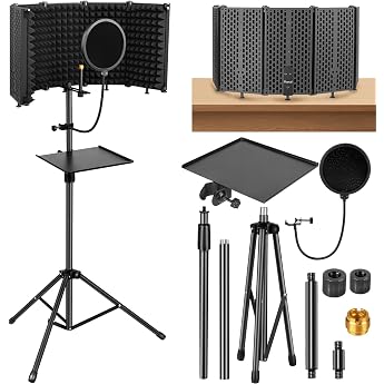 Microphone, Soundproofing, Sound Absorption Material, Shield, Microphone Separation Shield, Foldable, For Vocal Recording, Broadcasting Reflection Filter, Recording Sound Absorption Material