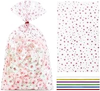 Vista 23 de COQOFA 100 piezas de bolsas de celofán transparentes para regalos con forma de corazón dorado de 17,78 x 30,48 cm, bolsas de fiesta, para caramelos