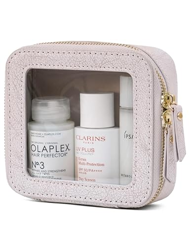 Popvibe Clear Makeup Bag Travel Cosmetic Case Transparent Toiletry Bag with Zipper, Portable Make Up Organizer Traveling Compact Car Bag for Essentials