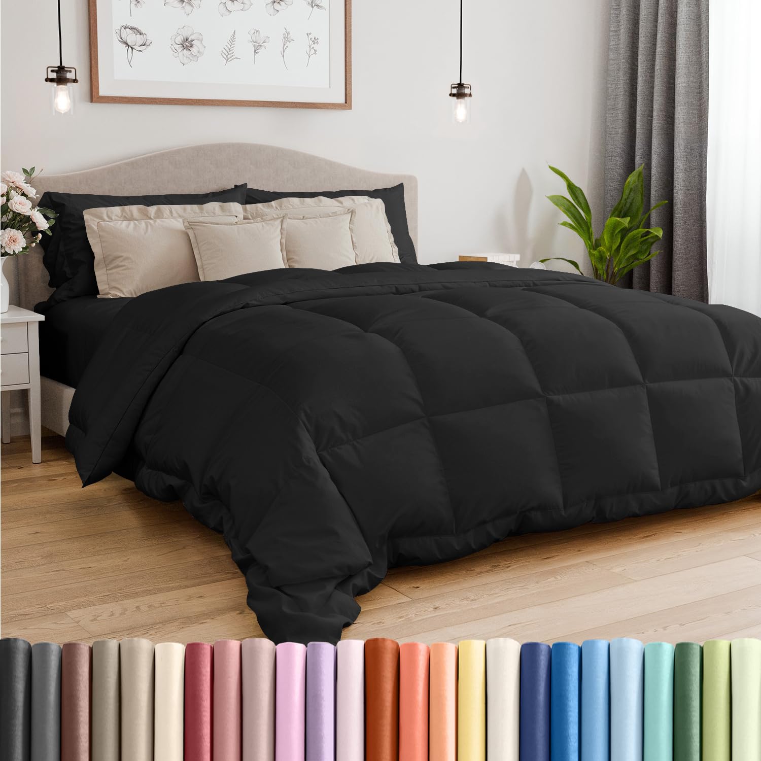 Amazon.com: Full Size, Black Alternative Down Comforter - Warm and