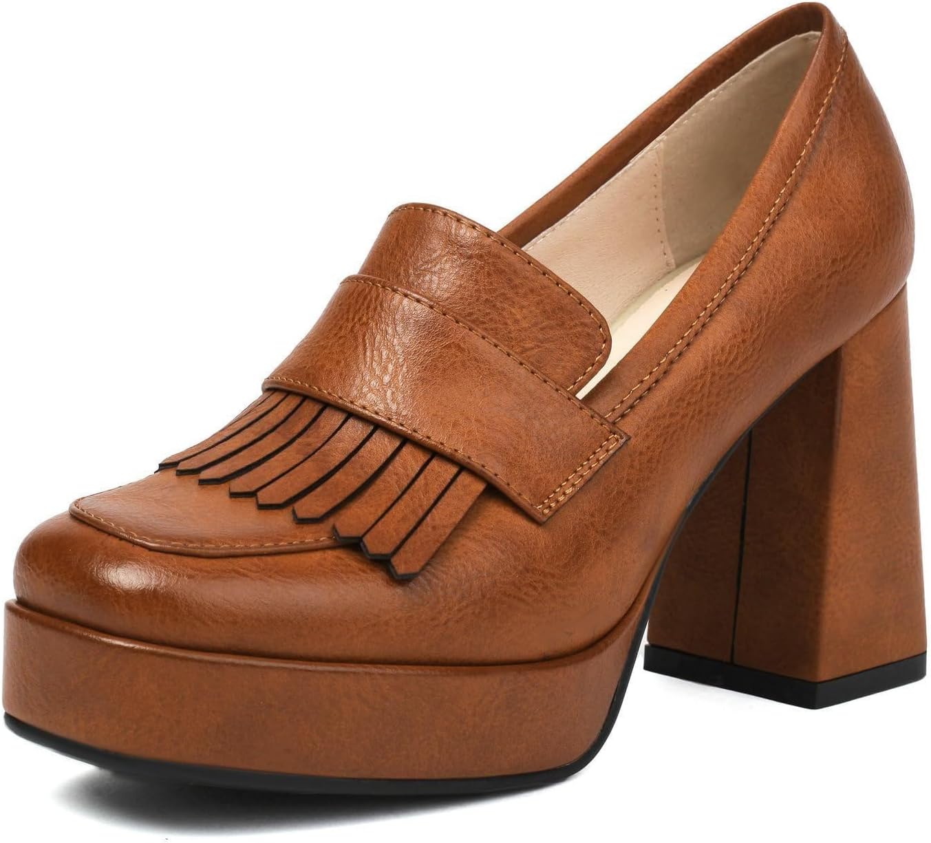 Alsoloveu Women's Platform Loafers - Chunky Heel Comfort