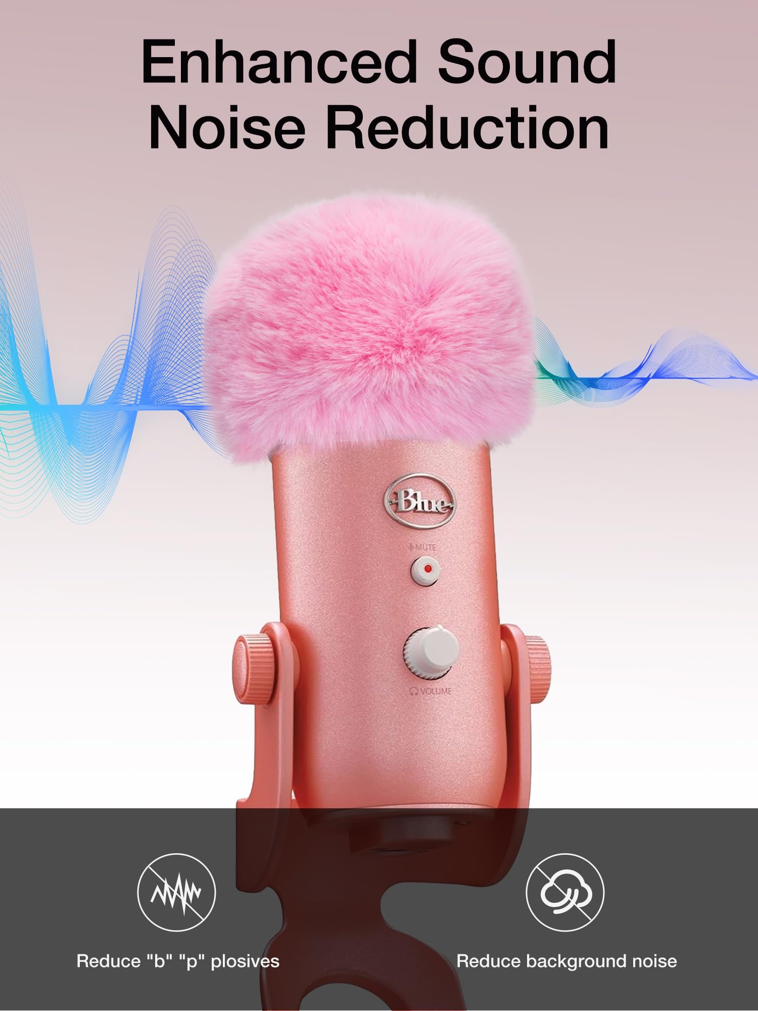 SUNMON Blue Yeti Microphone Pop Filter, Mic Cover Furry Foam for Blue Yeti, Fifine AM8, HyperX SoloCast, Razer Seiren V3 Mini Microphones and Most Mic (Pink)