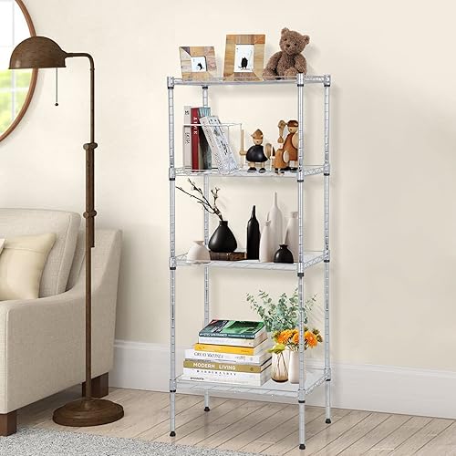 Miniatura 6 de Dkelincs Estantería de alambre de 4 niveles de 18 pulgadas de largo x 12 pulgadas de ancho x 44 pulgadas de alto, estante de alambre ajustable de