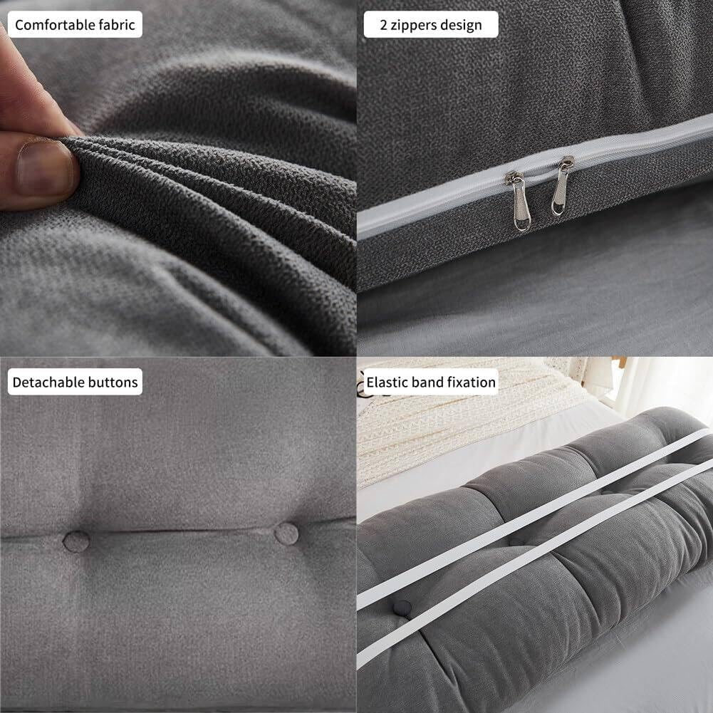 Almohada triangular de cuña para cabecero de cama de 180 cm, cojín de lectura para relajación y posicionamiento, funda extraíble lavable, perfecta para mayor comodidad y apoyo de espalda