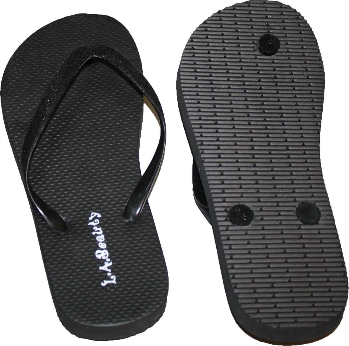 Dona Michi Womens Flip Flop with Glitter Straps and Comportable Footbed, Cool Looking Style-Black_10