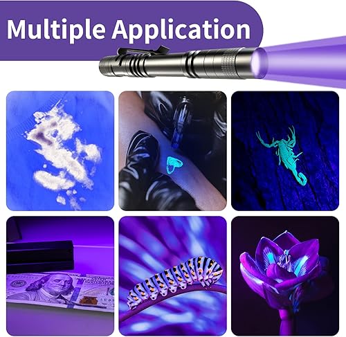 Miniatura 2 de COSOOS 2 linternas de luz negra UV, paquete de 2 luces de lápiz mini de 395 nm con clip, linterna ultravioleta impermeable para fugas, orina de