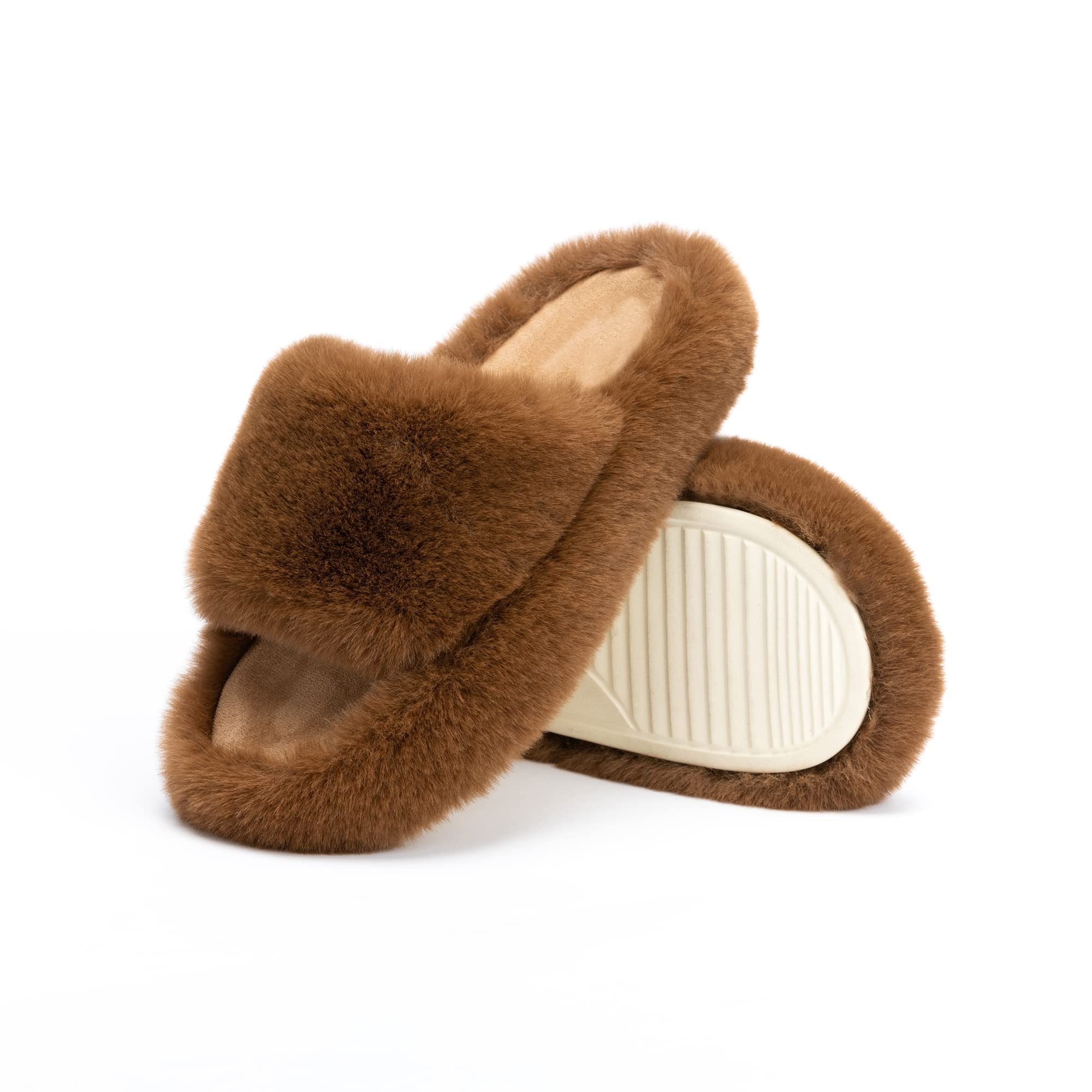 ChantomooWomen's Slippers Memory Foam House Bedroom Slippers for Women Fuzzy Plush Comfy Faux Fur Lined Slide Shoes Anti-Skid Sole Trendy Gift Slippers