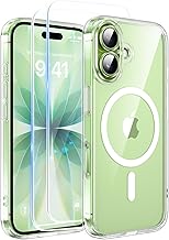 FLLAO Case for iPhone 17, Compatible MagSafe, with 2 Pieces Tempered Glass Screen Protector, [Camera Protection] Magnetic Case Translucent Matte Back Slim Anti-Shock, Transparent
