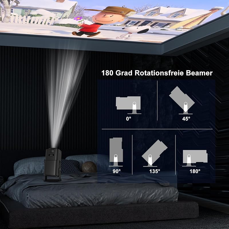 Eroshoo HY320 Hordozható Mini Projektor Android 11 - 1080P Felbontás, 12000 Lumen, 4K Támogatás, WIFI6, BT5.0, Automatikus Keystone, USB/Fir