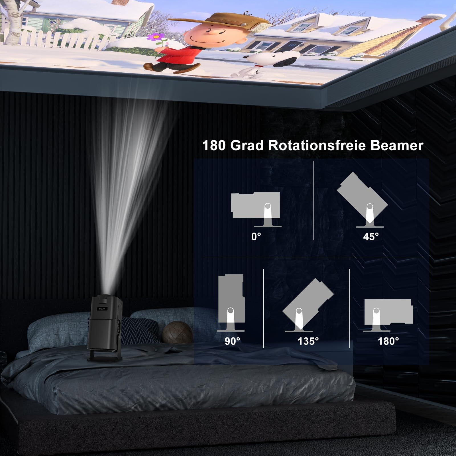 HY320 Vidéoprojecteur Android 11,1080P Mini Projecteur WiFi6 BT5.0 Heimkino Beamer,12000lm FHD 4K Video Projecteur,Auto Keystone Outdoor/Home Projecteur,pour Téléphone/PC/Ordinateur