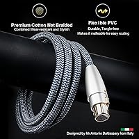 Vista 4 de Cables XLR equilibrados, cable de micrófono XLR equilibrado de 3 pines, cable de micrófono macho a hembra, conector chapado en oro de 24 quilates