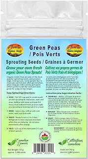 Green Peas Sprouting Seeds | Pois Verts Graines à Germer | Certified Organic & Non-GMO | Net Wt. 250 Grams (Approx. 1,000 Seeds) | High Germination Rate | Product of Canada