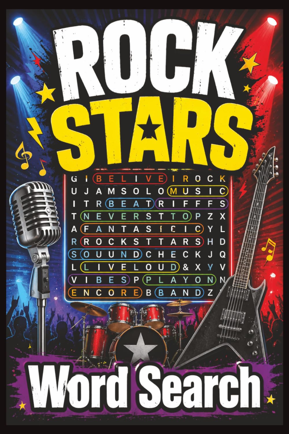 Rock Stars Word Search: Large Print Music Puzzles for Adults, Seniors, and Teens with 50 Rock-Themed Word Finds and Solutions: Large Print Music ... Featuring Pop, Rock, R&B, Country, & Jazz)