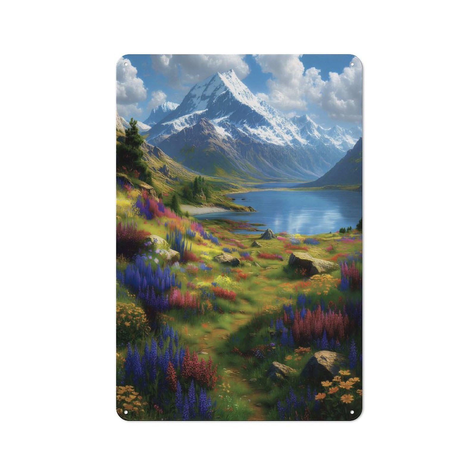 Junmoney Style-17 Vintage Tin Sign 30X20cm With Aoraki Mount Cook National Park For Dining Room Or Kitchen, For Autumn Interiors With Vintage Character