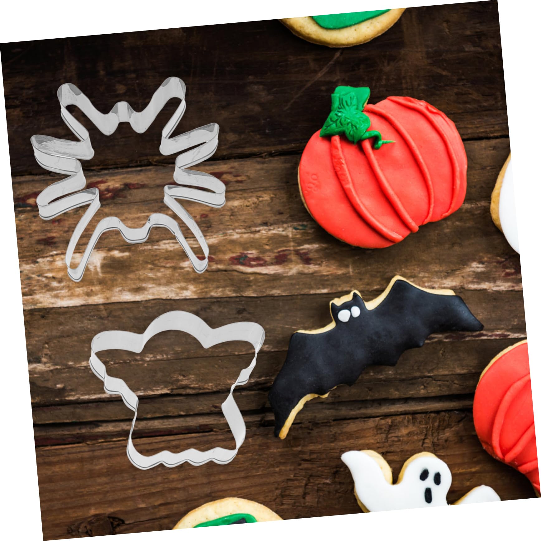 MAGICLULU 5 Sätze Backform Keksdekorationsvorräte Urlaub Halloween Dekoration Halloween-dekoration Schneidematte Keksform Entzückender Keksausstecher Edelstahl 430 Silver 12 Stück * 5