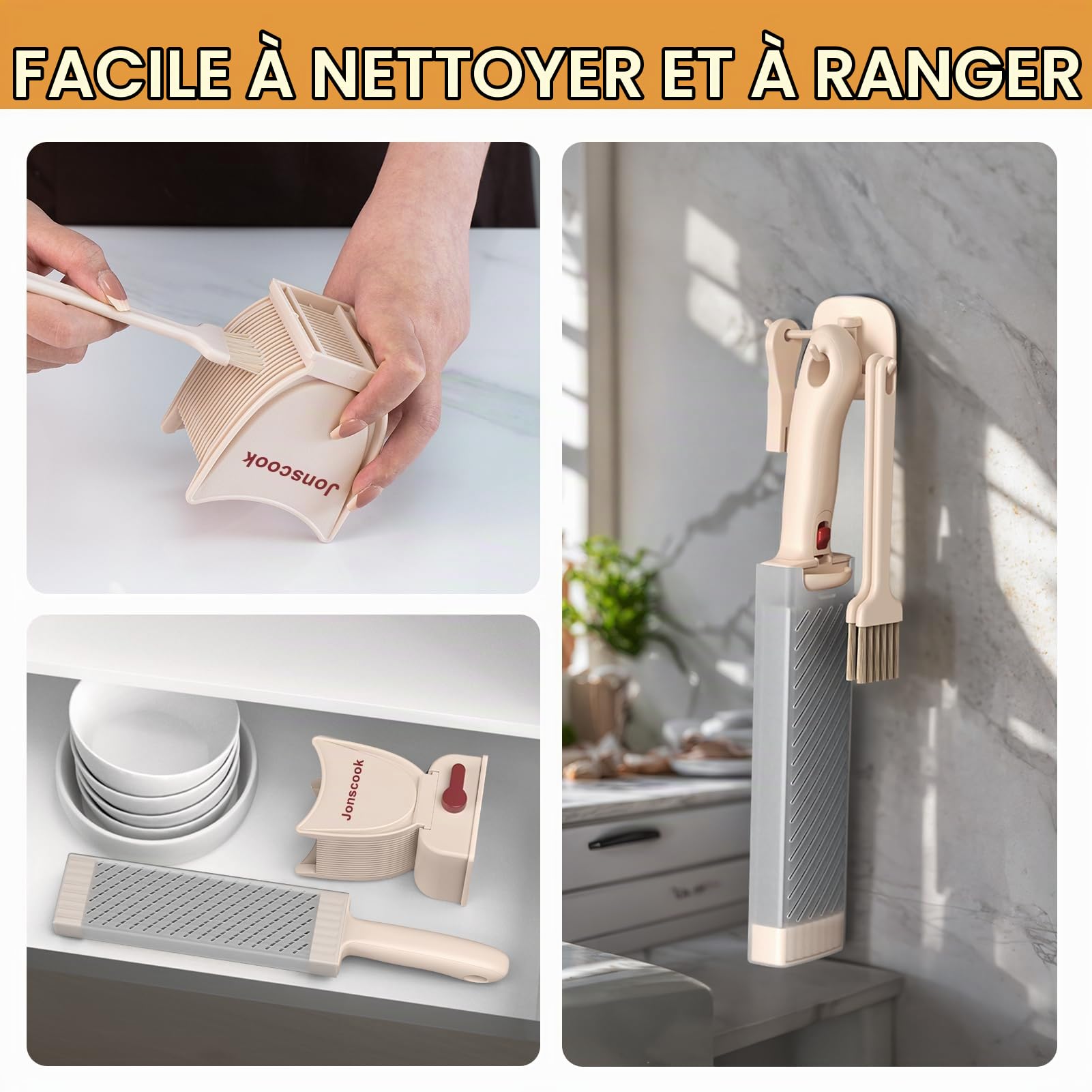 Trancheuse à viande fraîche, trancheuse manuelle, épaisseur de coupe réglable de 2 mm ou 4 mm, 17 lames pour 18 tranches de viande (tranchées, effilées, coupées en dés) - rose