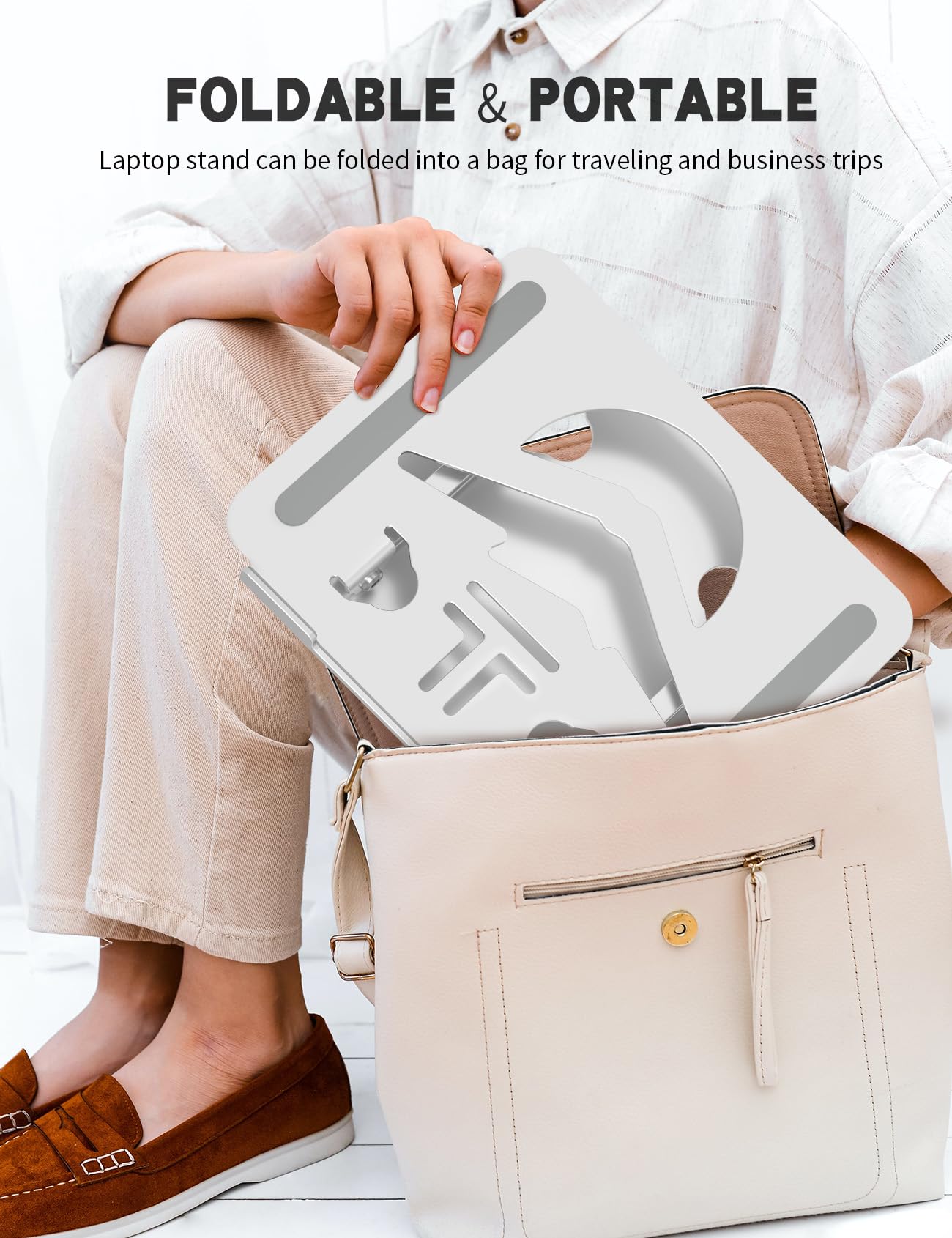 Soporte ergonómico para laptop, soporte ajustable para laptop, compatible con MacBook Air/Pro, Dell XPS, Lenovo, HP y todos los portátiles de hasta 15.6 pulgadas (plateado)