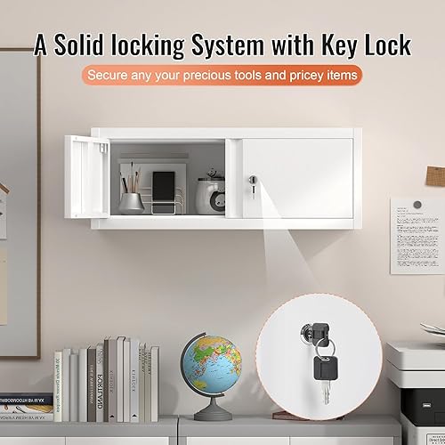 Miniatura 60 de LUCYPAL Armario de almacenamiento de metal con 2 puertas de bloqueo y 2 estantes ajustables, gabinete de almacenamiento con cerradura de acero para