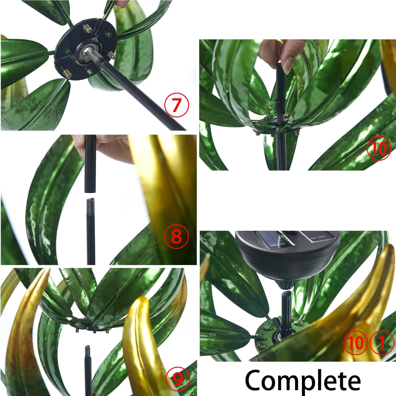 Solar Hummingbird Tulips 69 Inch Wind Catcher for Yard Kinetic Wind Spinner with Garden, Metal Windmill-Kinetic Garden Decoration, 360 Swivel Hummingbird Tulips Outdoor Wind Sculpture Spinners