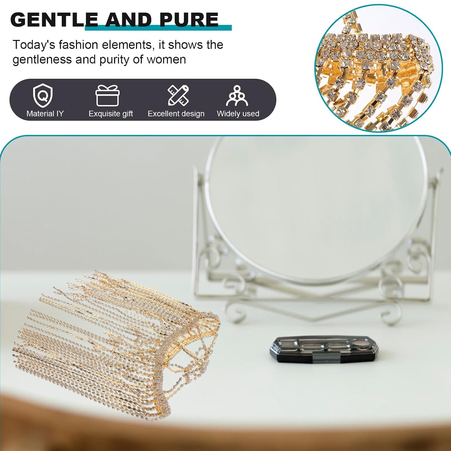Rhinestone Tassel Headpiece Alloy Chain for Brides and Performers