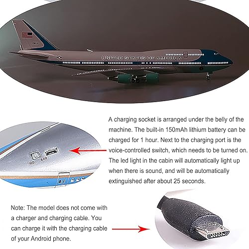 Miniatura 3 de Modelo grande a escala 1:150, avión Air Force One Boeing 747, modelos de avión fundido a presión, modelo de avión americano con engranaje de luz LED