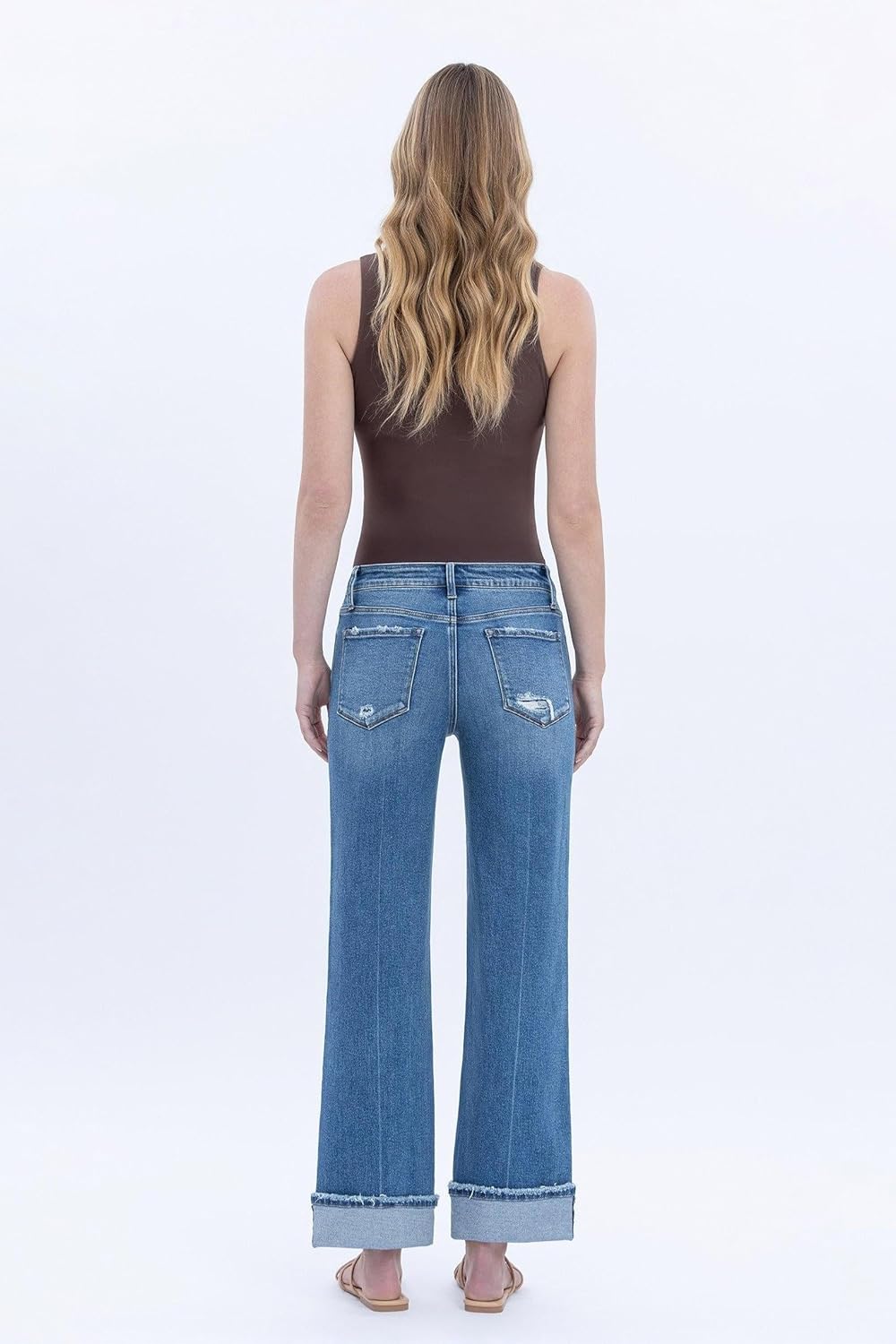 Vervet - Mid Rise Slim Wide Jeans with 3" Raw Edge Cuff (28" Inseam) - LV1948 - Includes Official Tag
