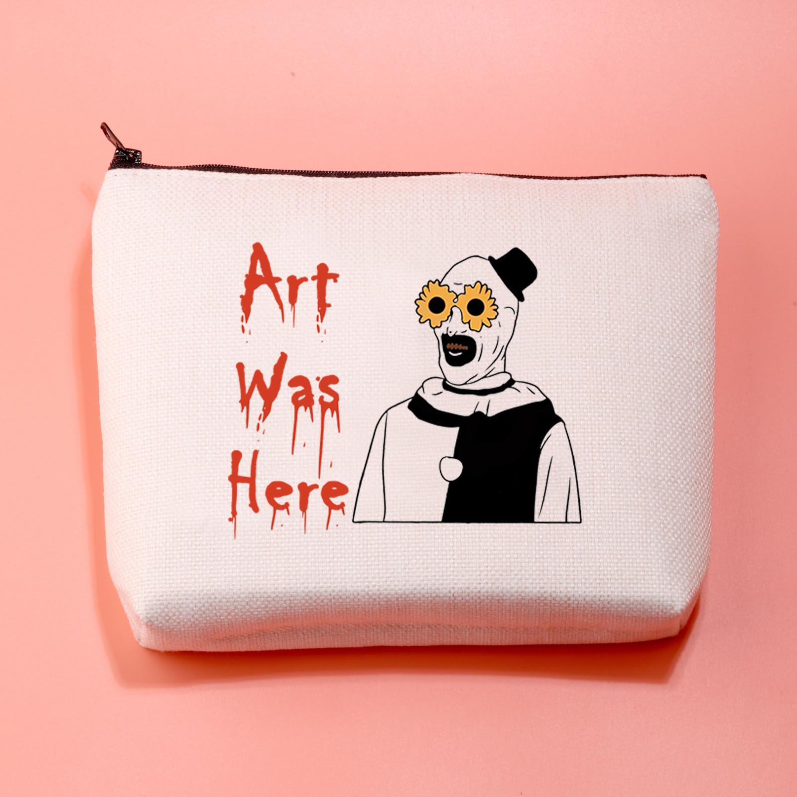Horror Movie Lover Gift Funny Clown Cosmetic Bag with Zipper Art was Here Halloween Themed Gift Pennywise Pouch Bag - Image 3