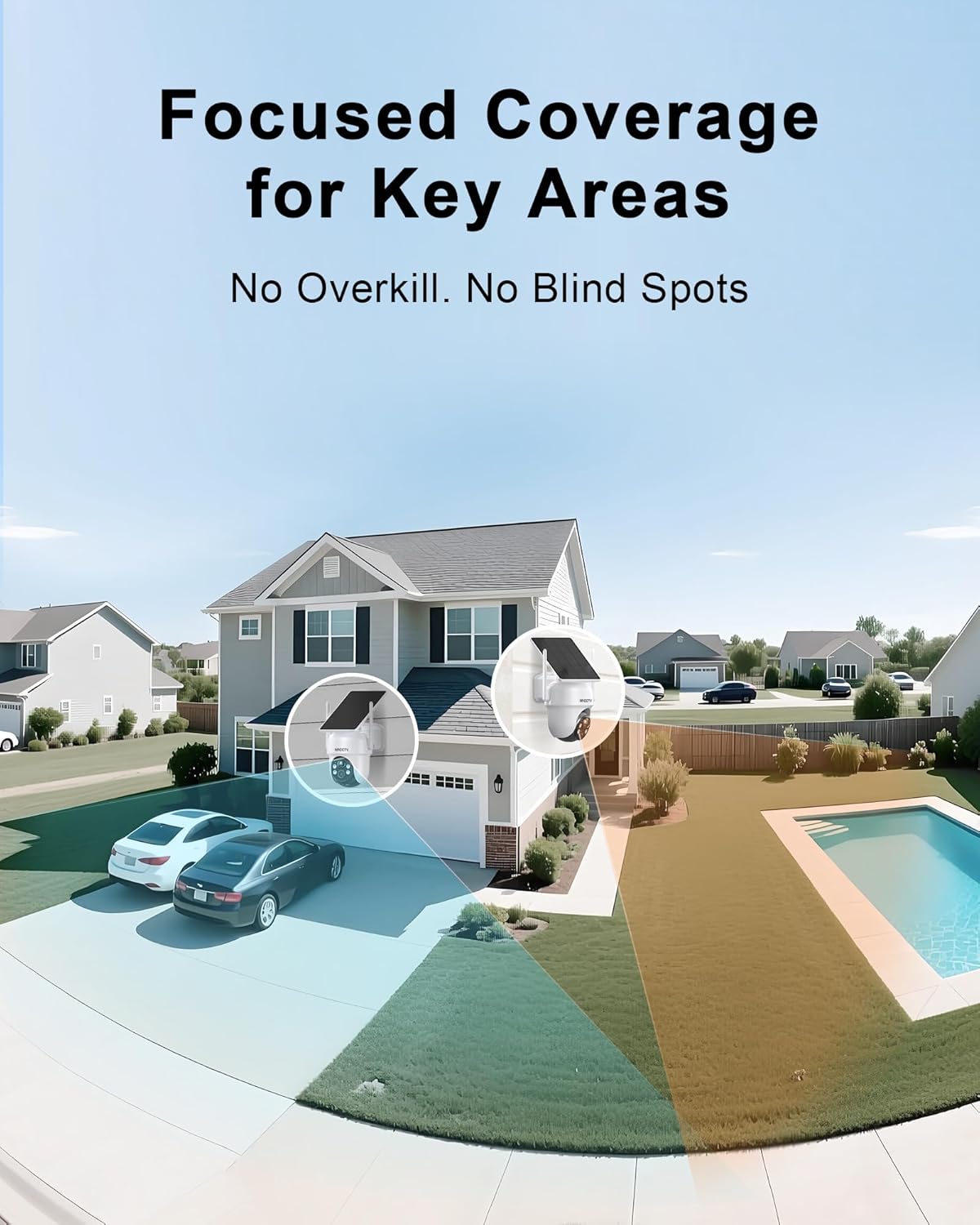 Solar Security Cameras Wireless Outdoor, No Monthly Fee, 2-Camera 2K Home Security Camera System with Base Station, Local Storage, PIR Motion Alerts, Color Night Vision