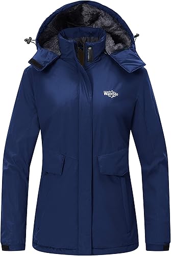 Wantdo - Chaqueta de esquí impermeable para mujer, abrigo de invierno cálido y resistente al viento, abrigos de nieve