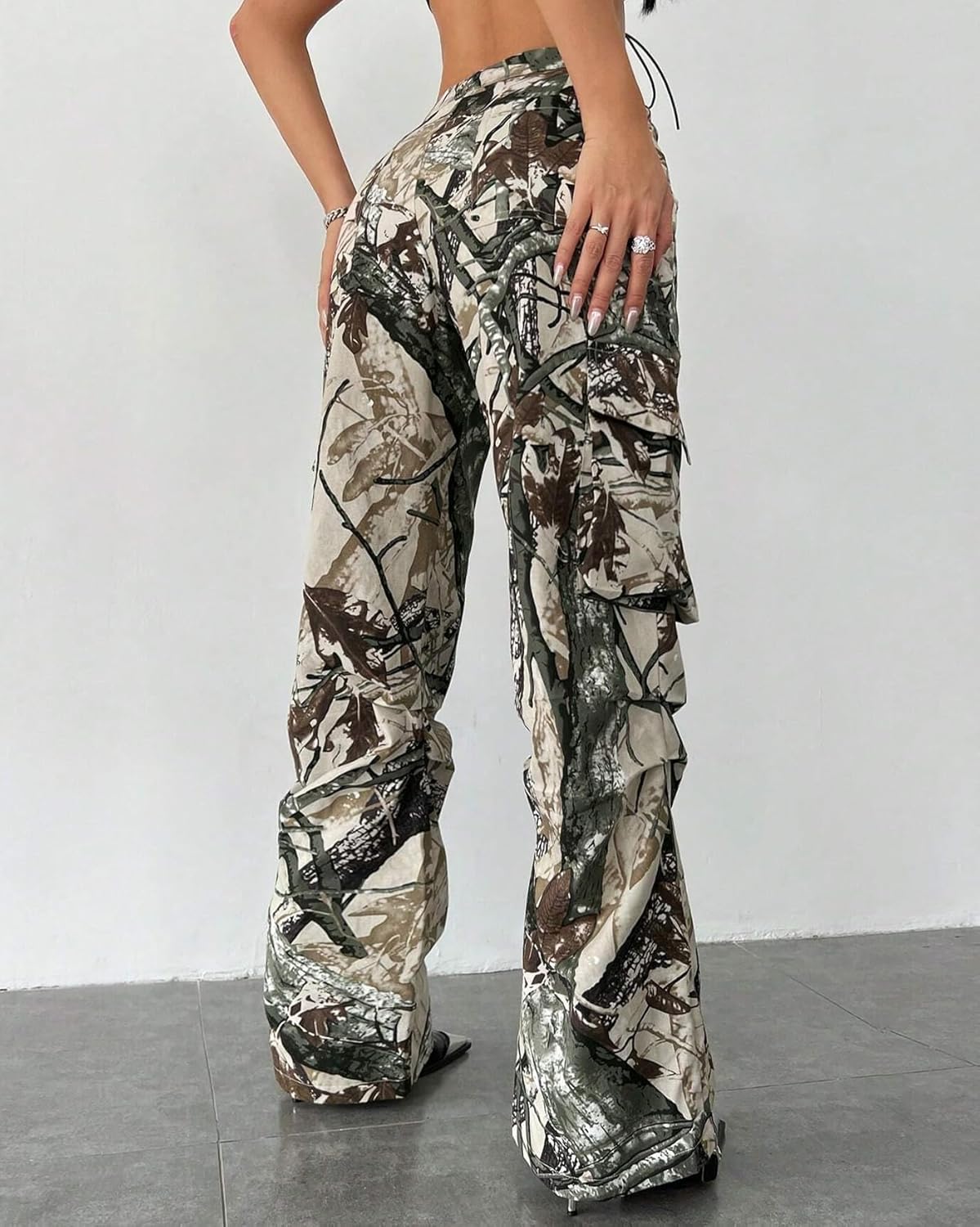 Kedera Women Camo Cargo Pants High Waist Baggy Wide Leg Camouflage Army Fatigue Joggers Trousers - Image 2