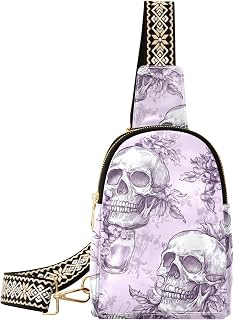 Riñonera moderna con diseño de calaveras para beber cerveza, color lila, negra, mochila de viaje, Skulls Beber Cerveza Lila, 1 size