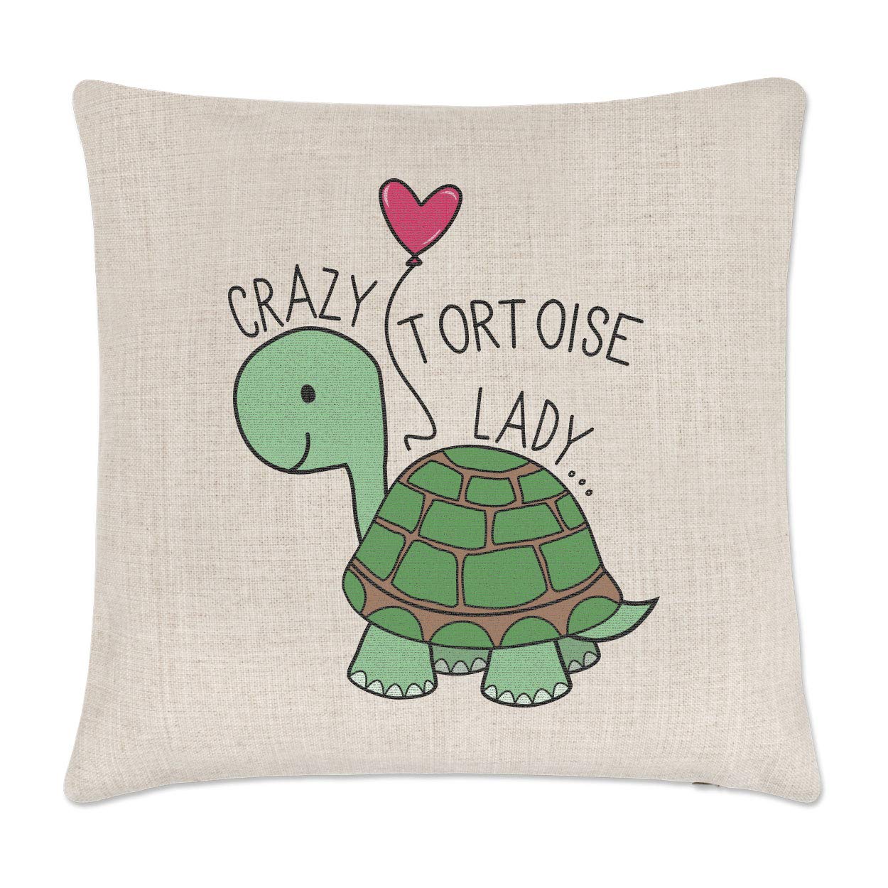 Gift Base Pink Crazy Tortoise Lady Linen Cushion Cover