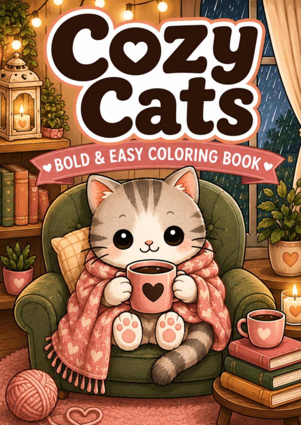 Cozy Cats Coloring Book: Bold & Easy Cute Cat Coloring Pages for Relaxation, Stress Relief, and Cozy Moments