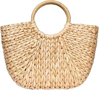 Womens Large Straw Bags Beach Tote Bag Handwoven Hobo Bag Summer Beach Bag Straw Handbag (Brown)