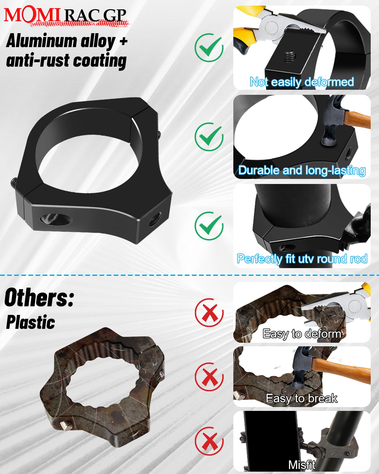 Soporte para teléfono UTV – Soporte de teléfono resistente ajustable de 360°, 8 garras para tubo redondo de 1.75 a 2 pulgadas, compatible con RZR Maverick X3 Ranger Pioneer Talon Teryx