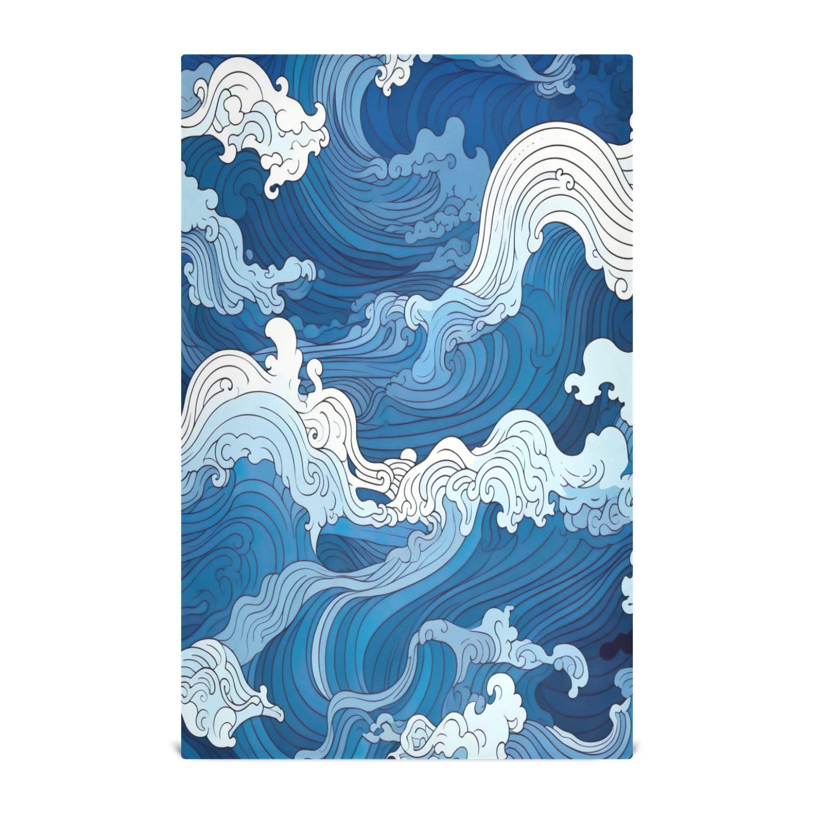 Toallas de secado de cocina Blue White Swirls decorativas y suaves de 28 x 18"