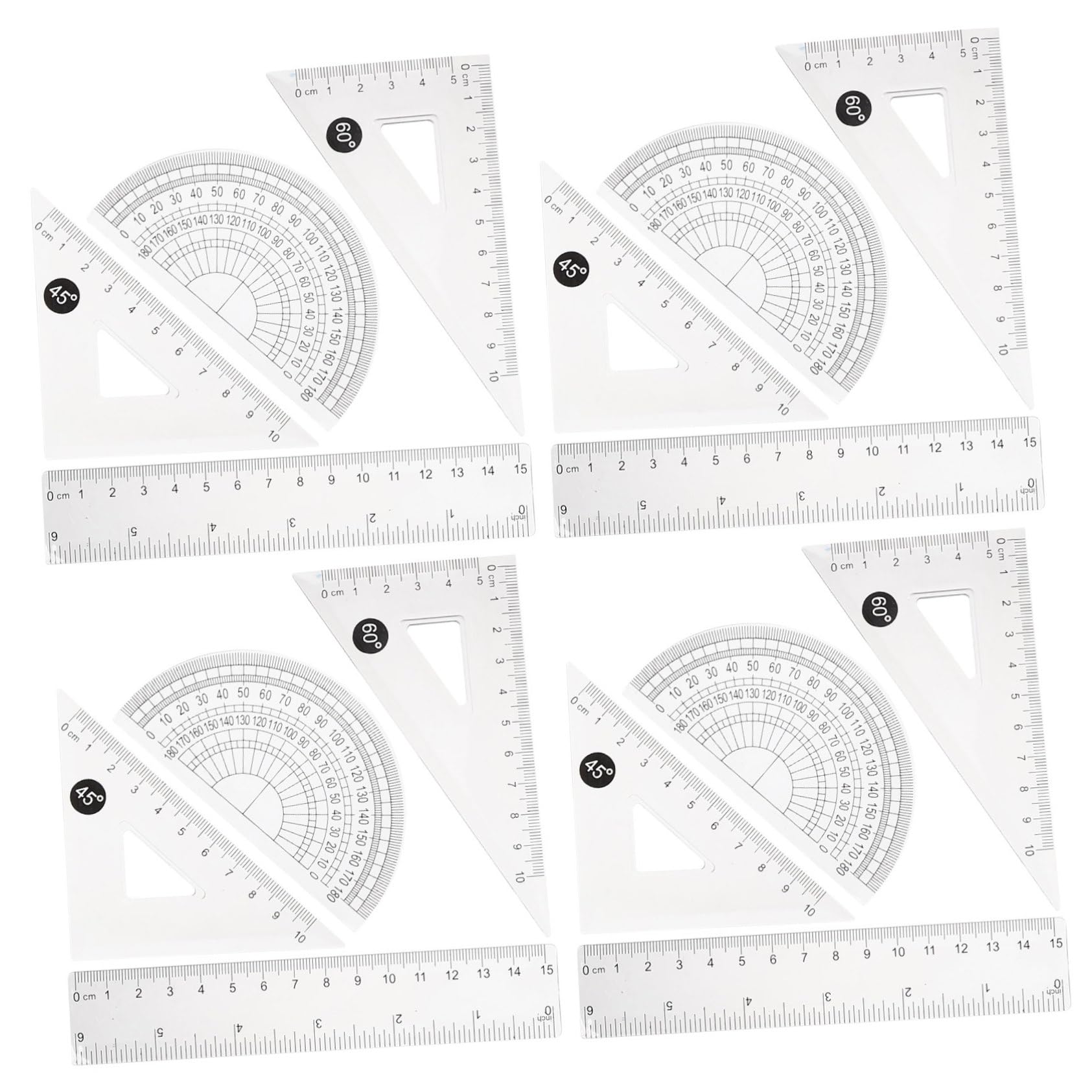 TEHAUX 20sätze Teiliges Geometrie Zeichnungsset Mit Transparenten Linealen Dreieckslineal Und Messwerkzeugen Für Schule Büro Und Zuhause Für Studenten Und Designer