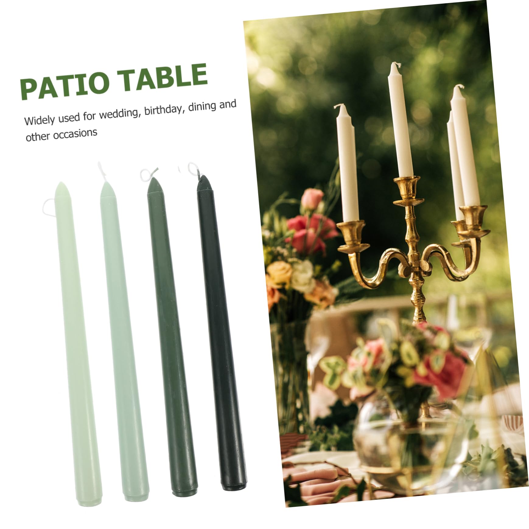 Candela a Palo lungo Profumata, Set da 4 Candele Coniche Verdi Sfumate, Materiale Sicuro, Decorazione Romantica per Matrimoni e Elegante
