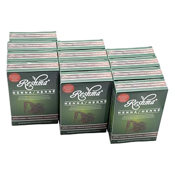 Reshma Beauty 30 Minute Henna Hair Color Infused with Plant - Based Lawsonia Inermis 100% Gray Coverage for Soft, Shiny Hair, Hair Dye12.6 oz Pack of 12 Chestnut