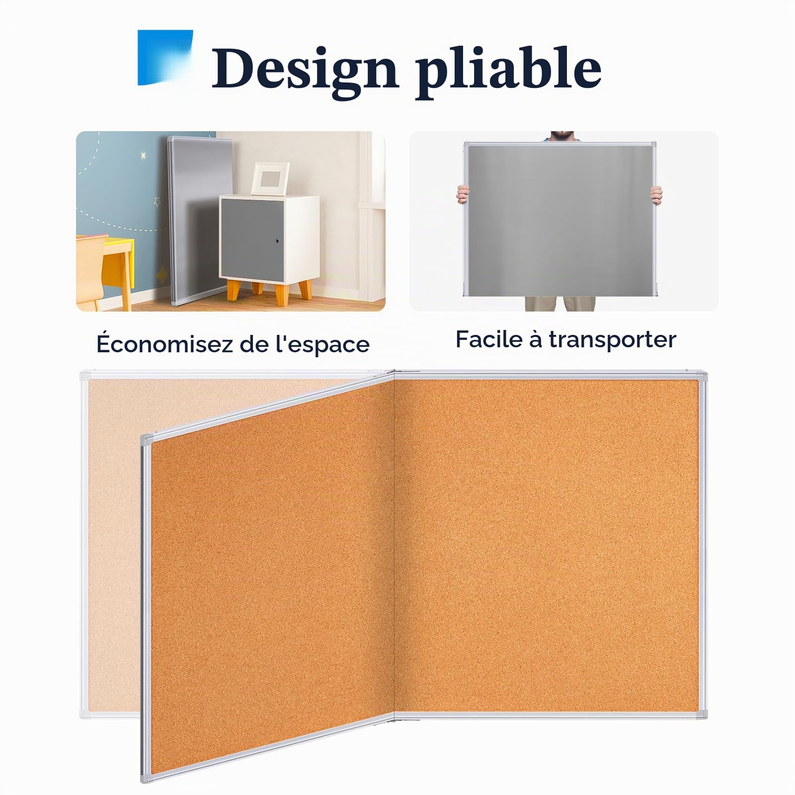 maxtek Tableau d'affichage en Liège avec Cadre en Aluminium 120 x 90 cm, Tableau Liege Mural Inclut Punaises et Kit de Montage Pour Bureau, Salle de Maison et Scolaire