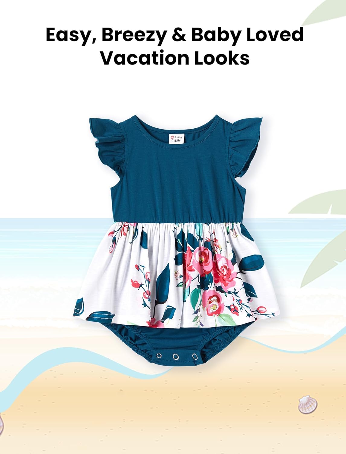 PATPAT Family Matching Outfits Summer Flutter Sleeve Mommy and Me Dresses and T-Shirts Sets Holiday Casual Family Outfits - Image 3